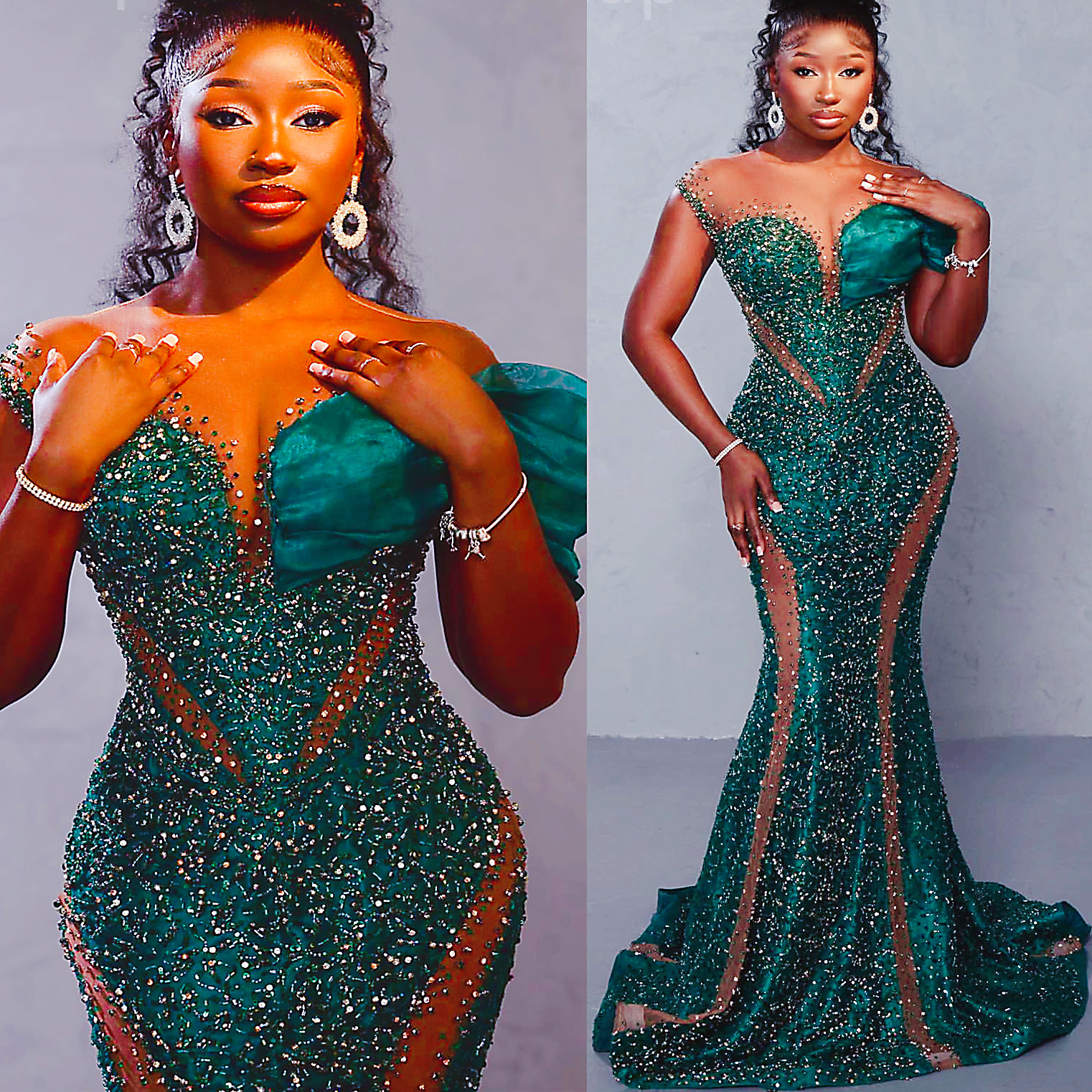 2024 Aso Ebi Dark Green Mermaid Prom Dress Beaded Sequined Lace Evening Formal Party Second Reception 50th Birthday Engagement Gowns Dresses Robe De S