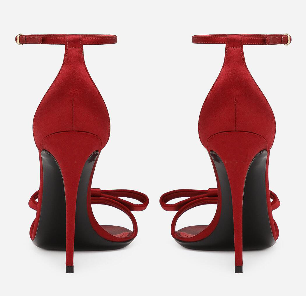 24 Elegant Brand Women Keira Sandals Shoes Satin Bow High Heels Black Red Party Wedding Pumps Gladiator Sandalias With Box.EU35-43