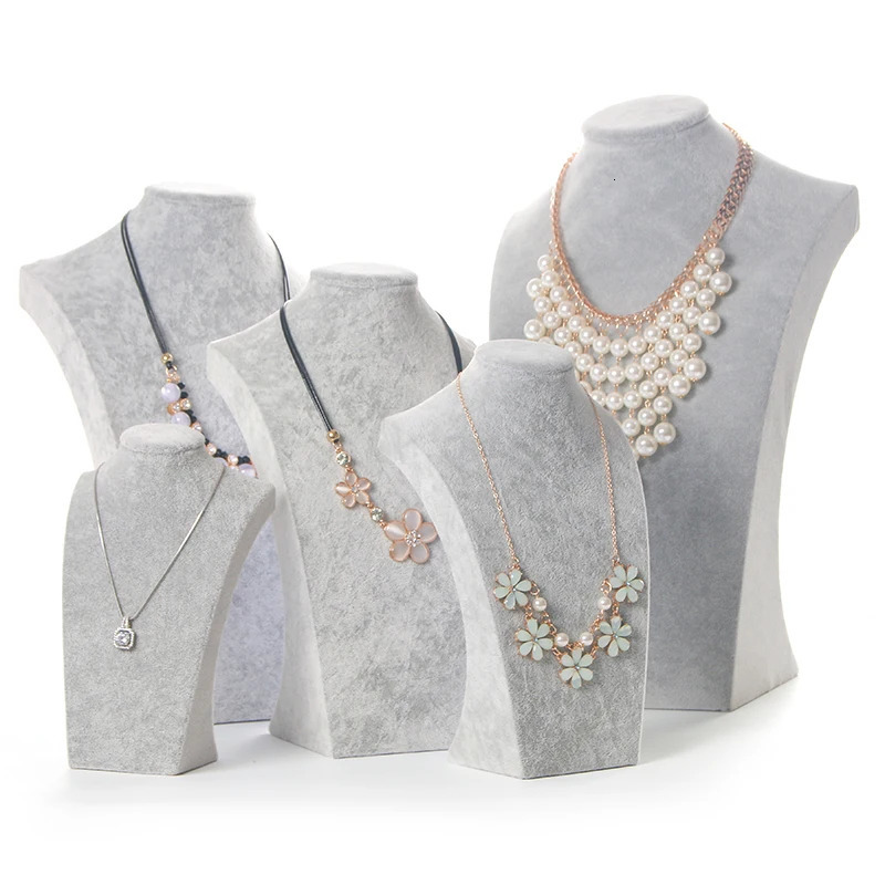 Velvet Necklace Display Bust PU Leather Mannequin Pendant Jewelry Holder Organizer Stand for Store Storage 240309