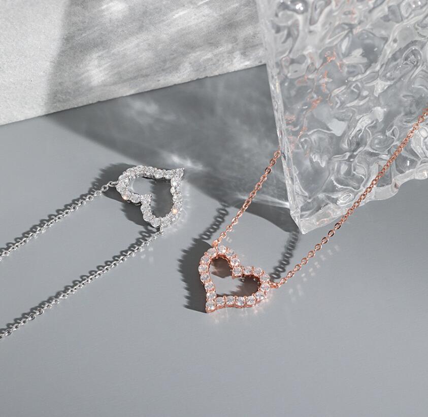 2024 Choucong Brand Heart Pendant Simple Fashion Jewelry Sterg Sier Rose Gold Fill 5A Cubic Zircon CZ Dia Gemstones Women Party Clavicle Necklace Gift