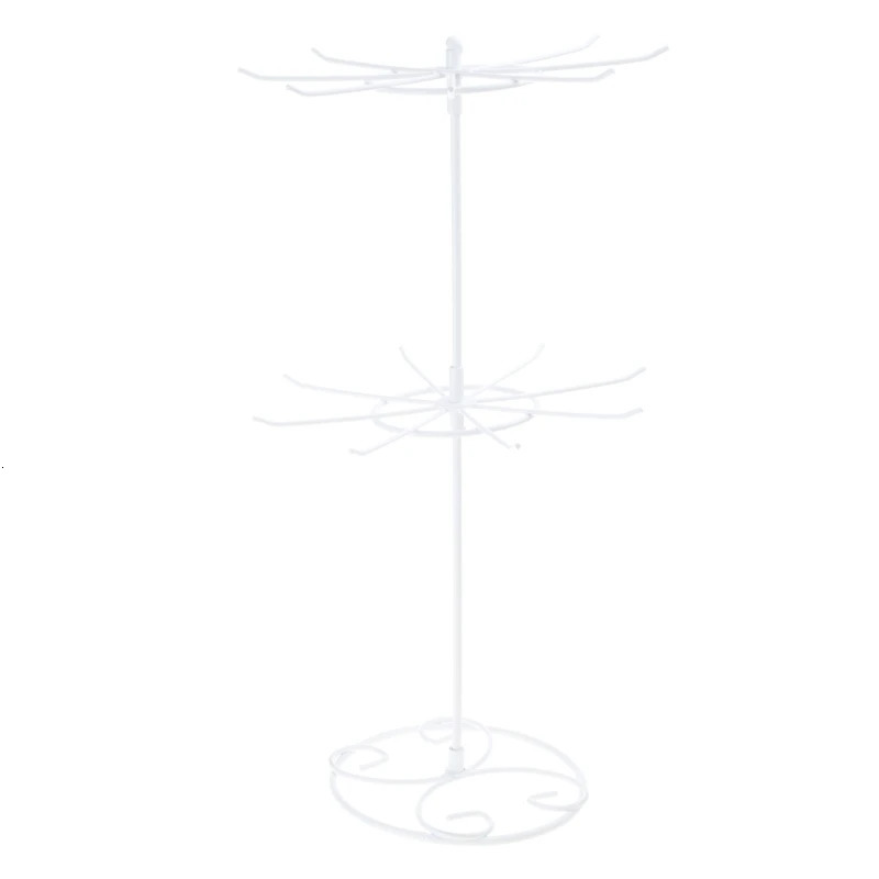 Rotating Iron 2Tier Revolving Stand Rack Jewelry Display Hanger Counter Top 240309