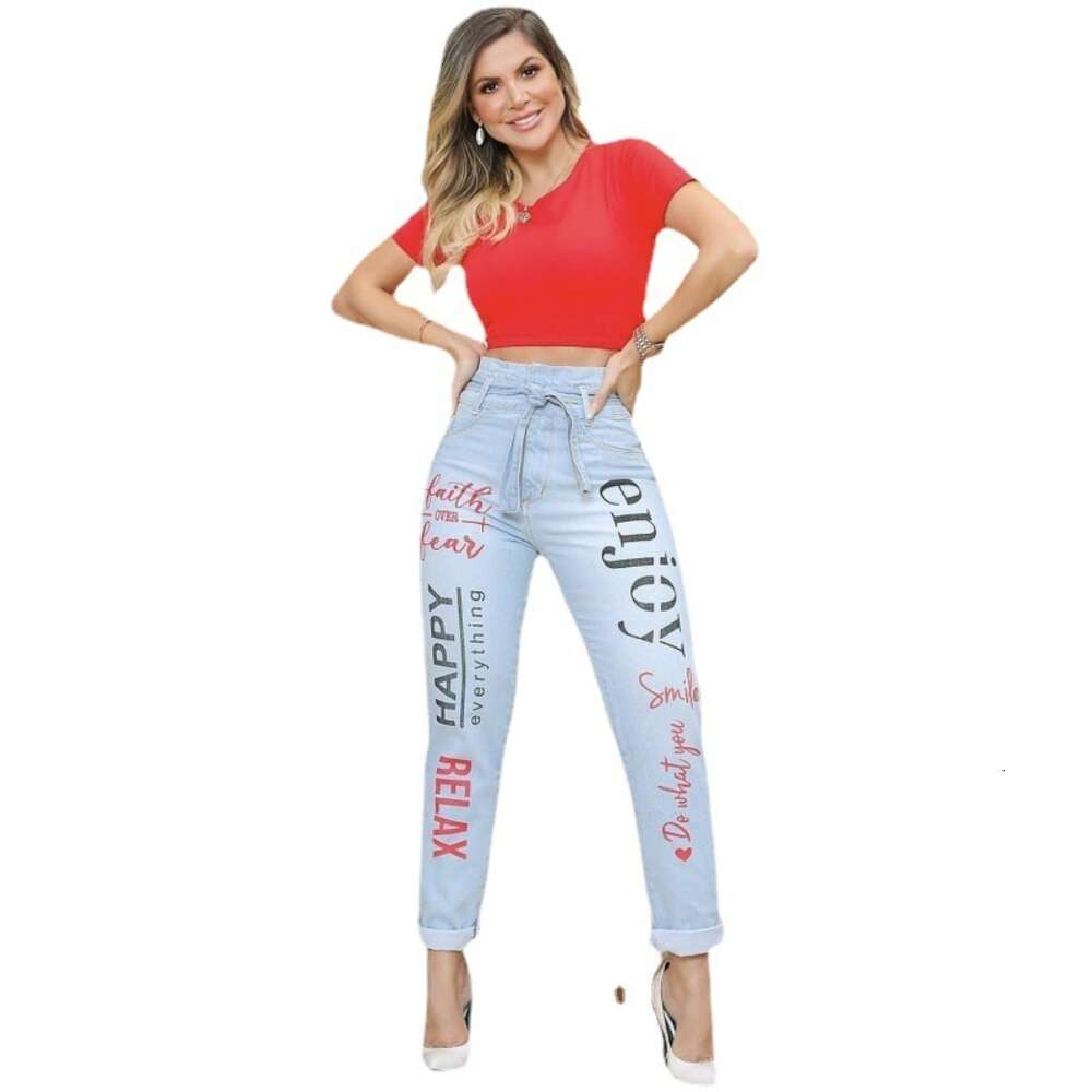 2024 Spring/summer New Women's Solid Color Waist Tight Jeans