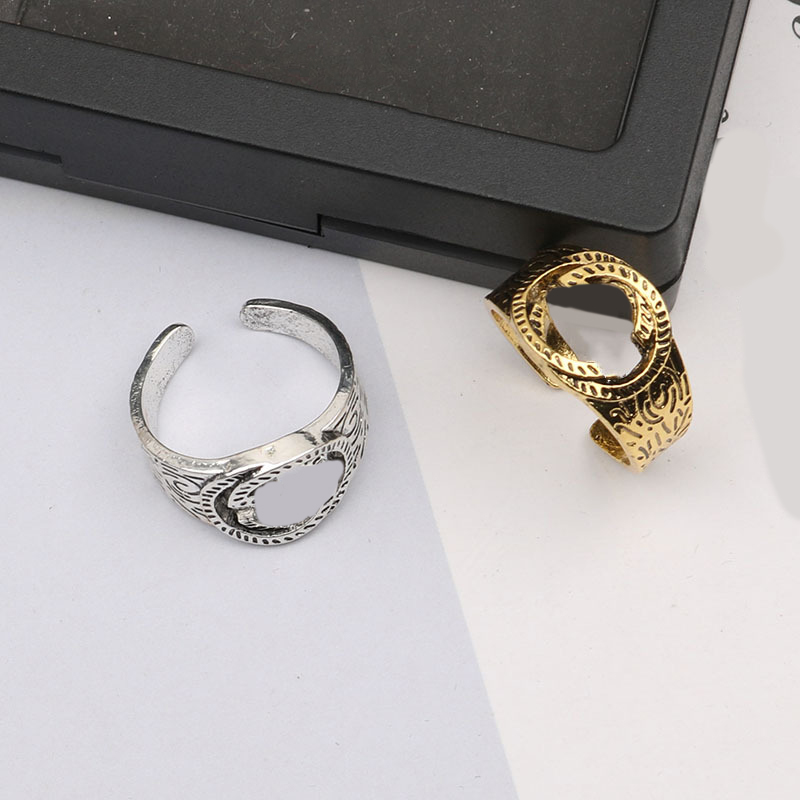 Women Letter Double for Men Designer Rings Retro Classic Style Ring Wedding Party Gift Jewelry High Quality