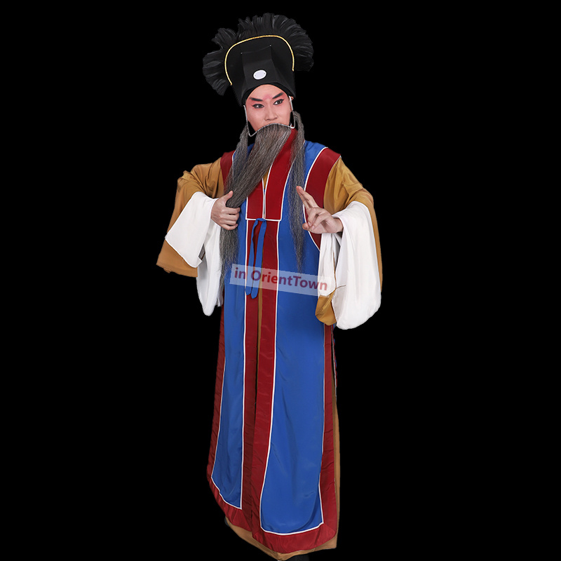 Beijing Opera Men Clothing Huangmei Drama Outfit Peking Opera Stage Costume Prime Edge Laosheng Touts Home Master Teacher Outfit