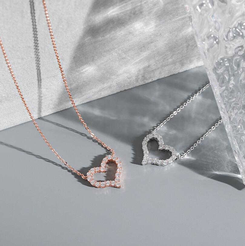 2024 Choucong Brand Heart Pendant Simple Fashion Jewelry 925 Sterling Silver Rose Gold Fill 5A Cubic Zircon CZ Diamond Gemstones Women Party Clavicle 