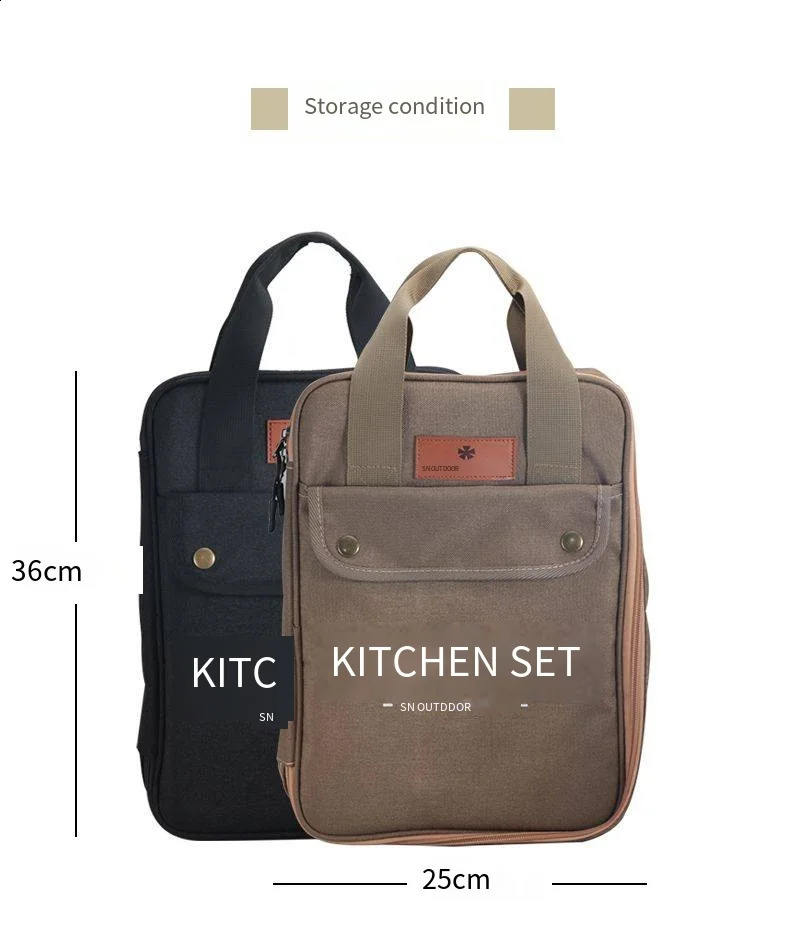 Outdoor Camping Kitchenware 8Piece Set Comes with A Full of Thickened Cookware Storage Kit Cutlery Supplies Tools 240306