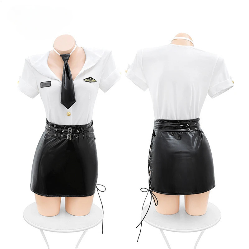 Sexy Lingerie woman Role Play Costumes Halloween Suit Game Porn Outfit Skirt Officer Instructor Cosplay Erotic Uniform 240311