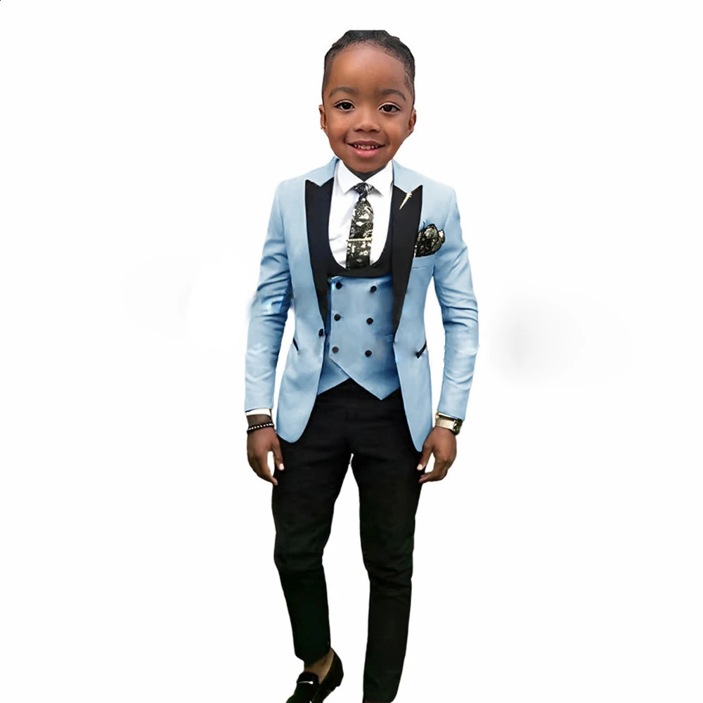 Boys Suit Lapel 3 Pieces Jacket Vest Pants Splicing Formal Tuxedo Child Blazer Party Dress Wedding Set conjuntos de blazer 240304