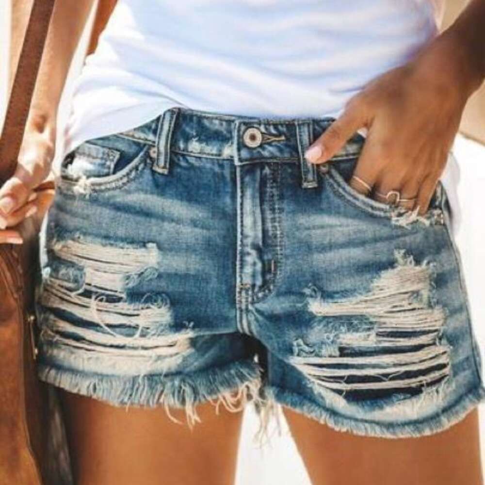 Versatile and Distressed Denim Shorts for Women 20011#