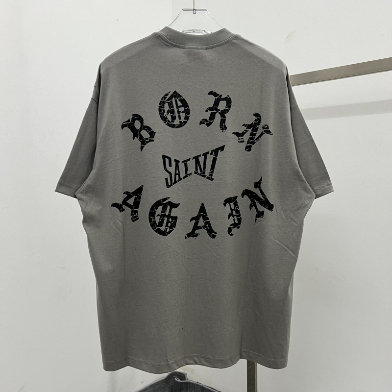 Vintage Grey White Tee Men Women T-shirt Hip Hop Tops Short Sleeve Tshirts