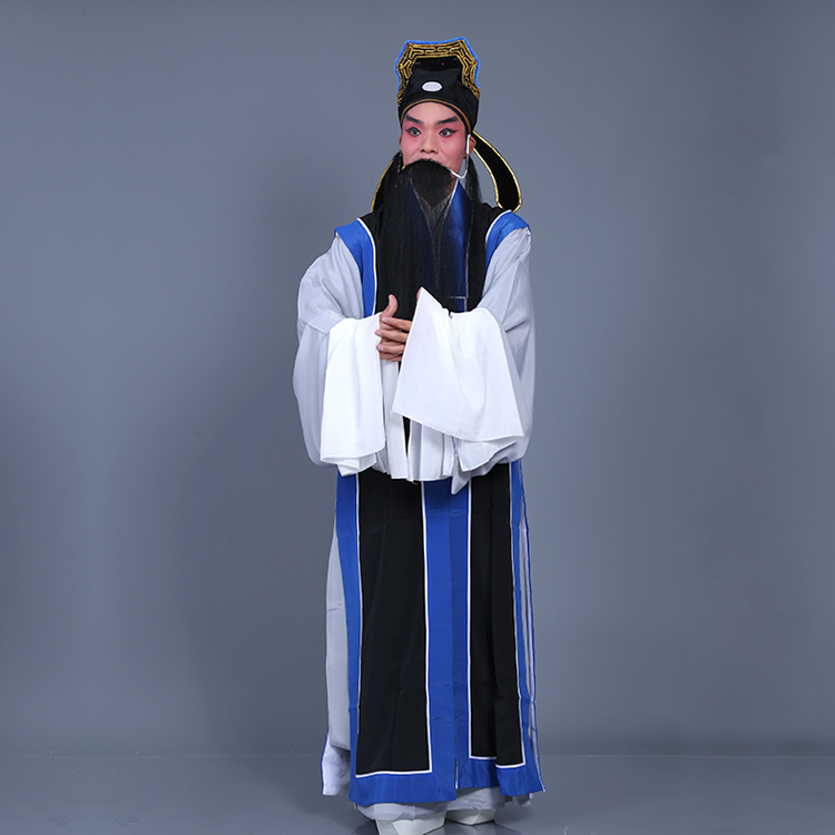 Beijing Opera Men Clothing Huangmei Drama Outfit Peking Opera Stage Costume Prime Edge Laosheng Touts Home Master Teacher Outfit