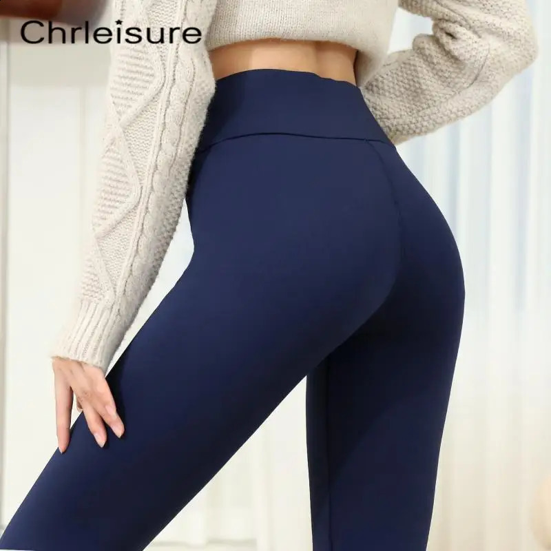 CHRLEISURE Winter Warm Pant High Waist Fleece Thick Velvet Trousers Elastic Casual Cold Resistant Lamb Wool Women Pants 240314