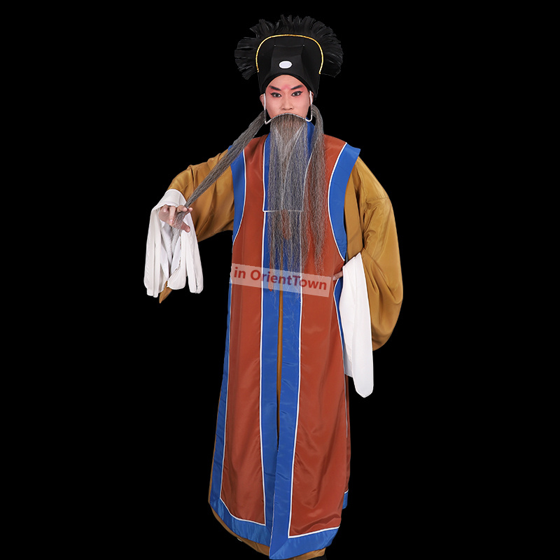Beijing Opera Men Clothing Huangmei Drama Outfit Peking Opera Stage Costume Prime Edge Laosheng Touts Home Master Teacher Outfit