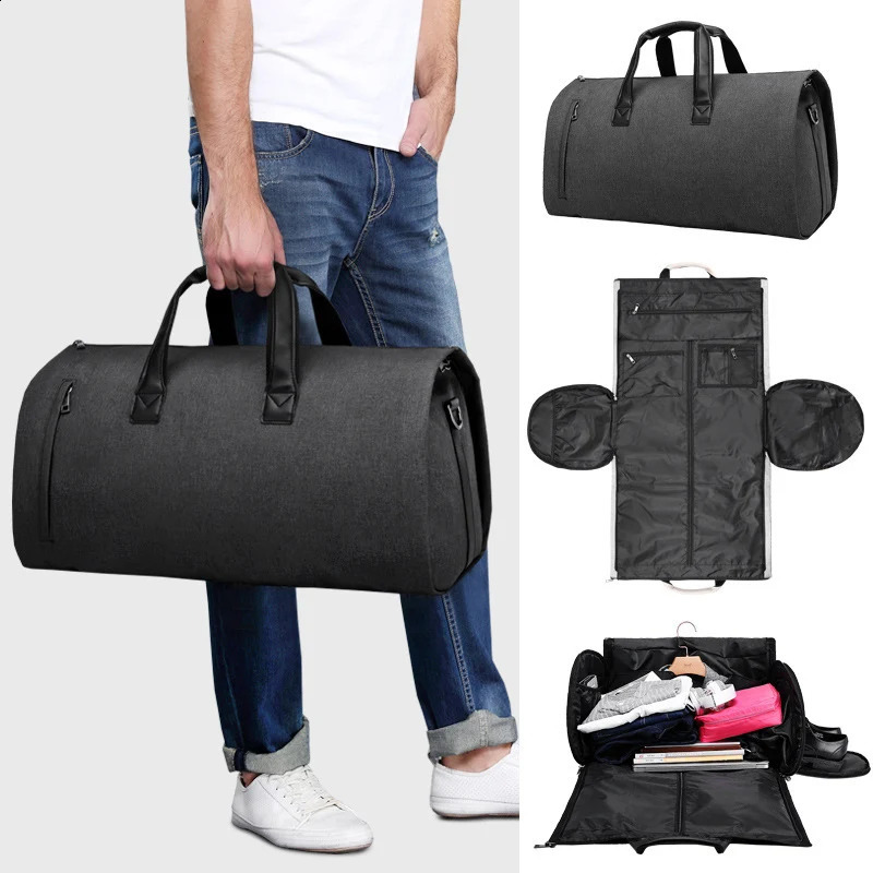 Convertible Garment Bags for Travel Large Capacity Duffel Bag with Shoe Pouch Weekend Business Trip Luggage Carry On Tote XM130 240307