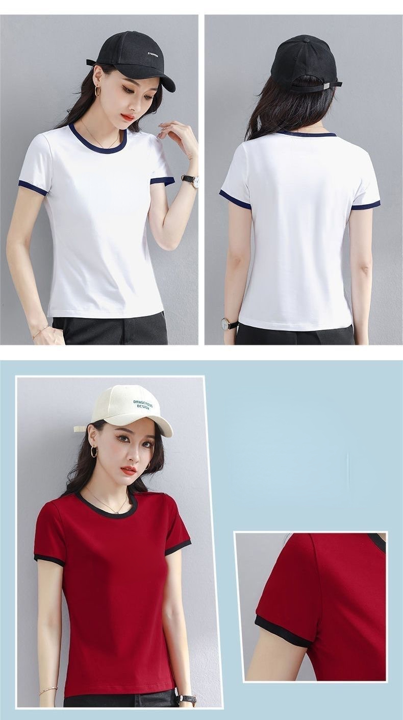 Polo women's 2026summer new round neck short sleeve foreign style versatile plus size women's T-shirt casual sports base top