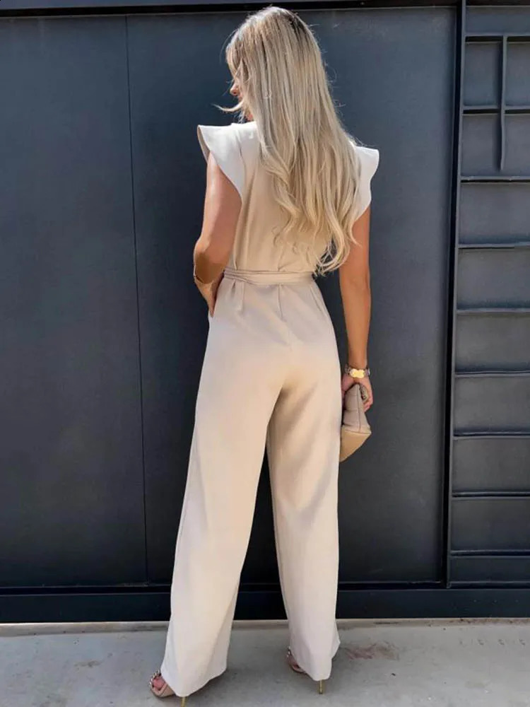 Summer Short Sleeve Wide Leg Jumpsuit For Women Elegant Romper Vintage Streetwear Jumpsuits Overalls Jump Suit Woman 240307