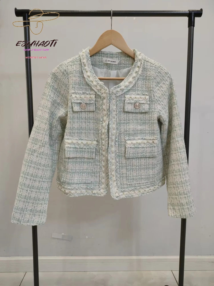 French Small Fragrance Short Coat Womens Spring Autumn Temperament Allmatch Advanced Sense Tweed Clothes Women Jacket 240307