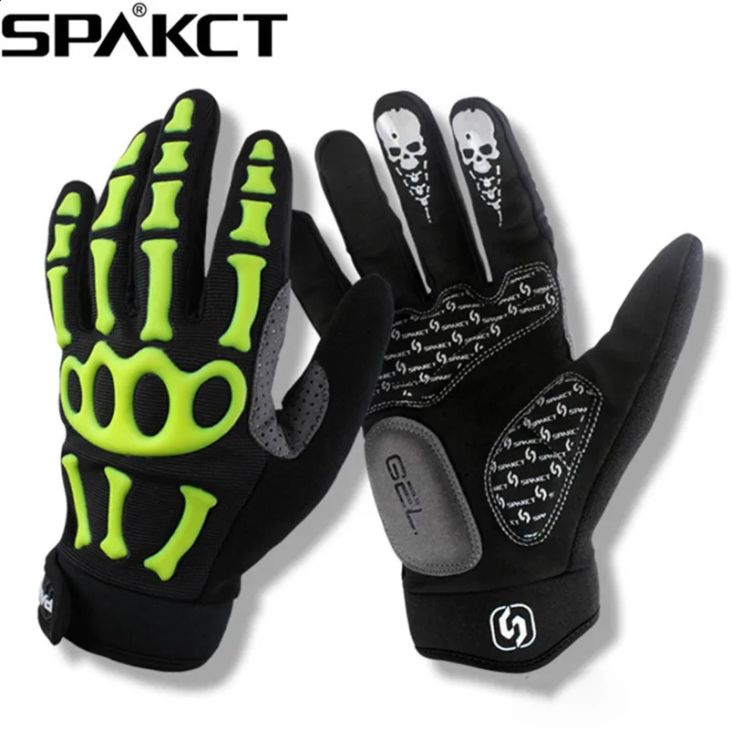 SPAKCT Cycling Gloves Full Finger Skull Gel Pads Bike Bicycle Gloves Motorcycle Sports Downhill Racing Long Gloves Unisex 240306