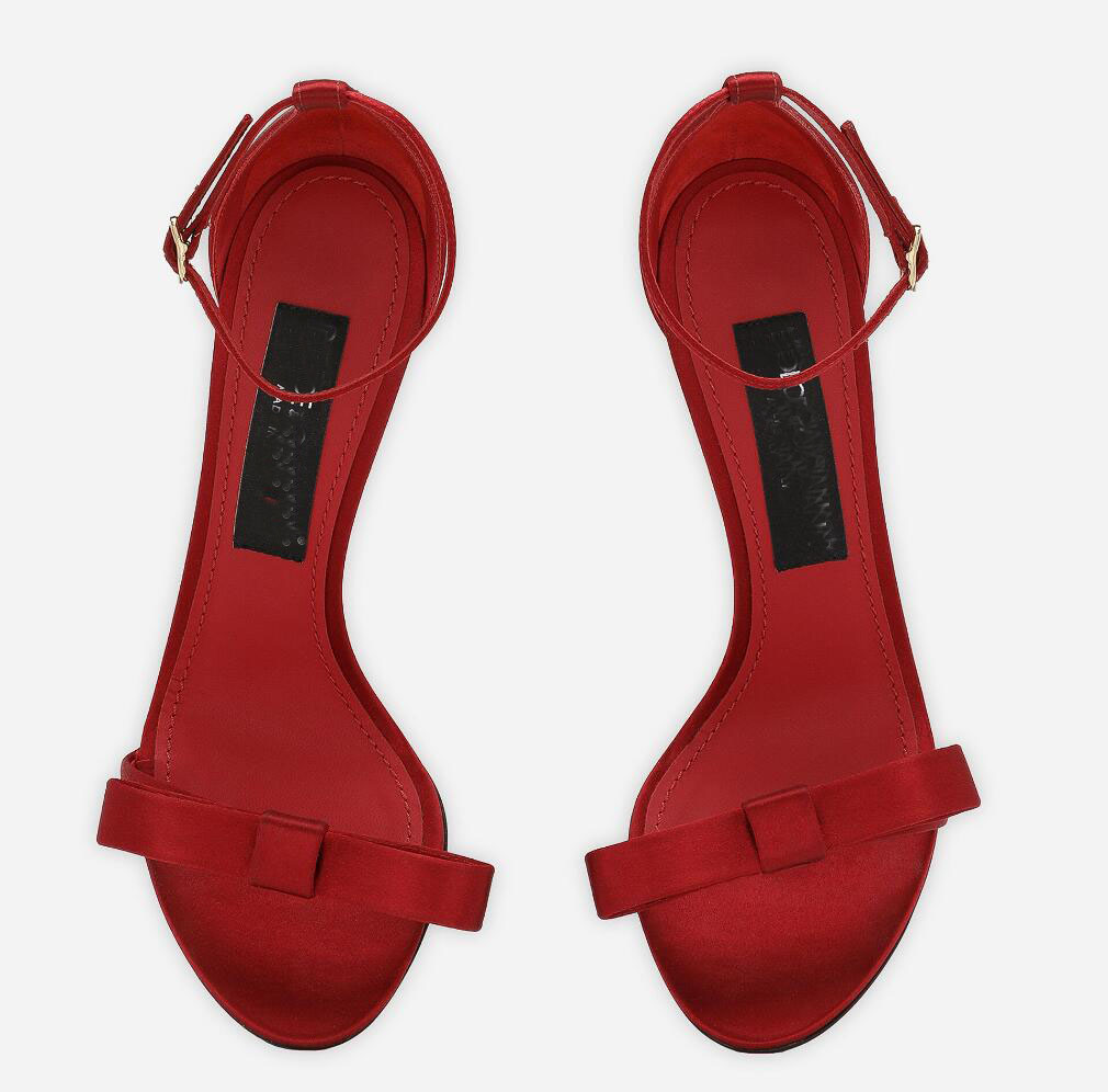 24 Elegant Brand Women Keira Sandals Shoes Satin Bow High Heels Black Red Party Wedding Pumps Gladiator Sandalias With Box.EU35-43