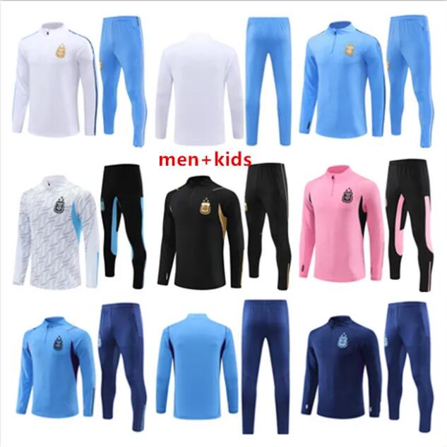 3 star Argentina tracksuit Soccer Jerseys 2023 2024 25 jacket Football Shirts MESSIS DI MARIA DYBALA DE PAUL MARADONA Men Kids training suit Kit Survetement