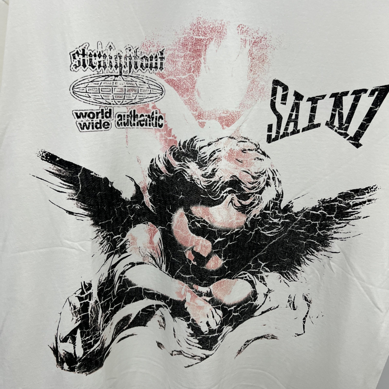 Vintage Grey White Tee Men Women T-shirt Hip Hop Tops Short Sleeve Tshirts