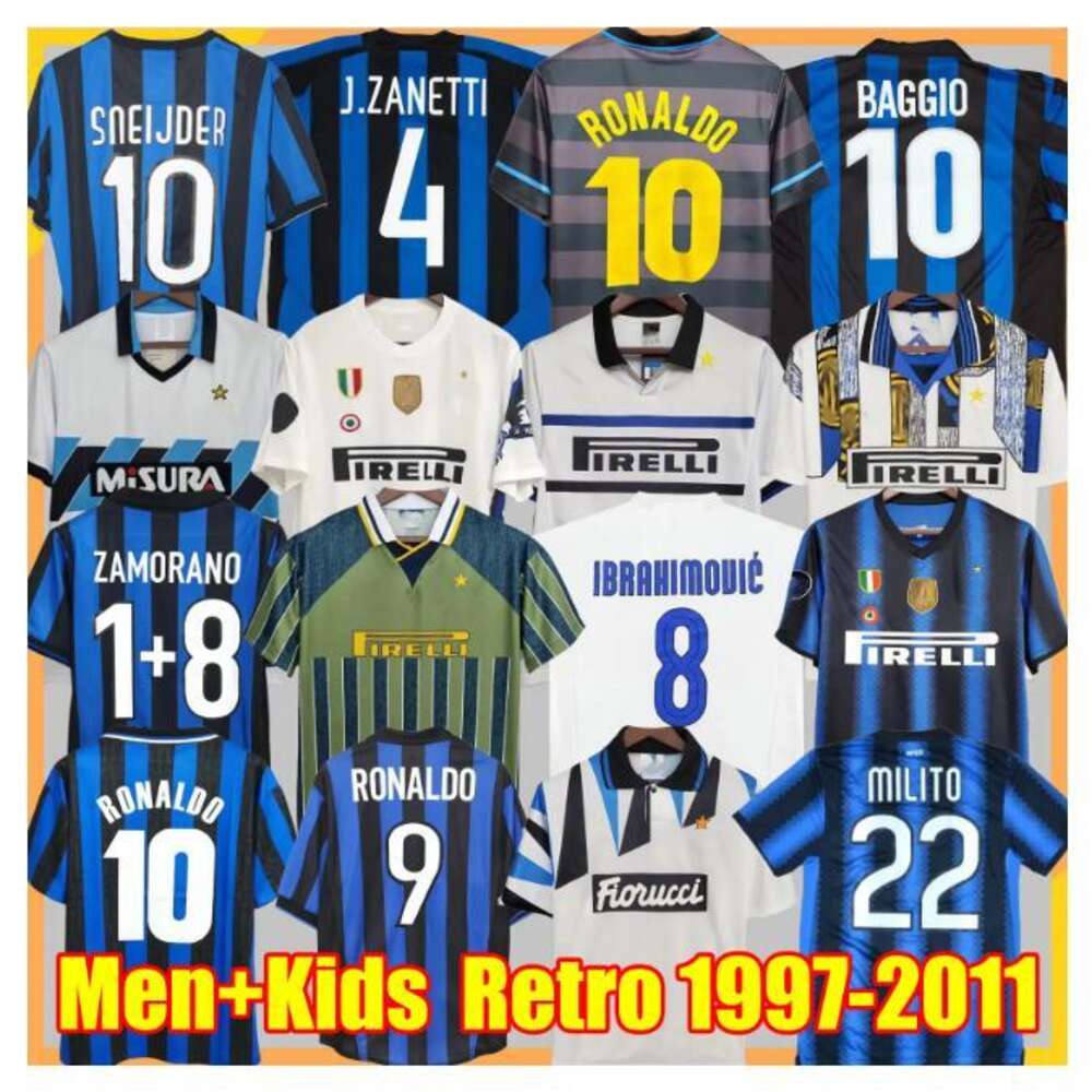 Finals 2009 MILITO SNEIJDER ZANETTI Retro Soccer Jersey Eto'o Football 97 98 99 01 02 03 Djorkaeff Baggio ADRIANO 10 11 07 08 09 BATISTUTA Inters Zamorano Top quality