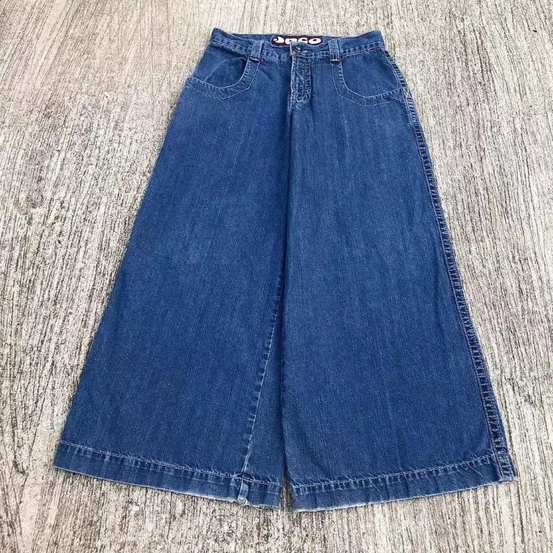 Jeans Harajuku Retro Solid Color Loose Ladies Y2K Black Pants Men Punk Rock Hip Hop Gothic WideLeg Street Wear 240307