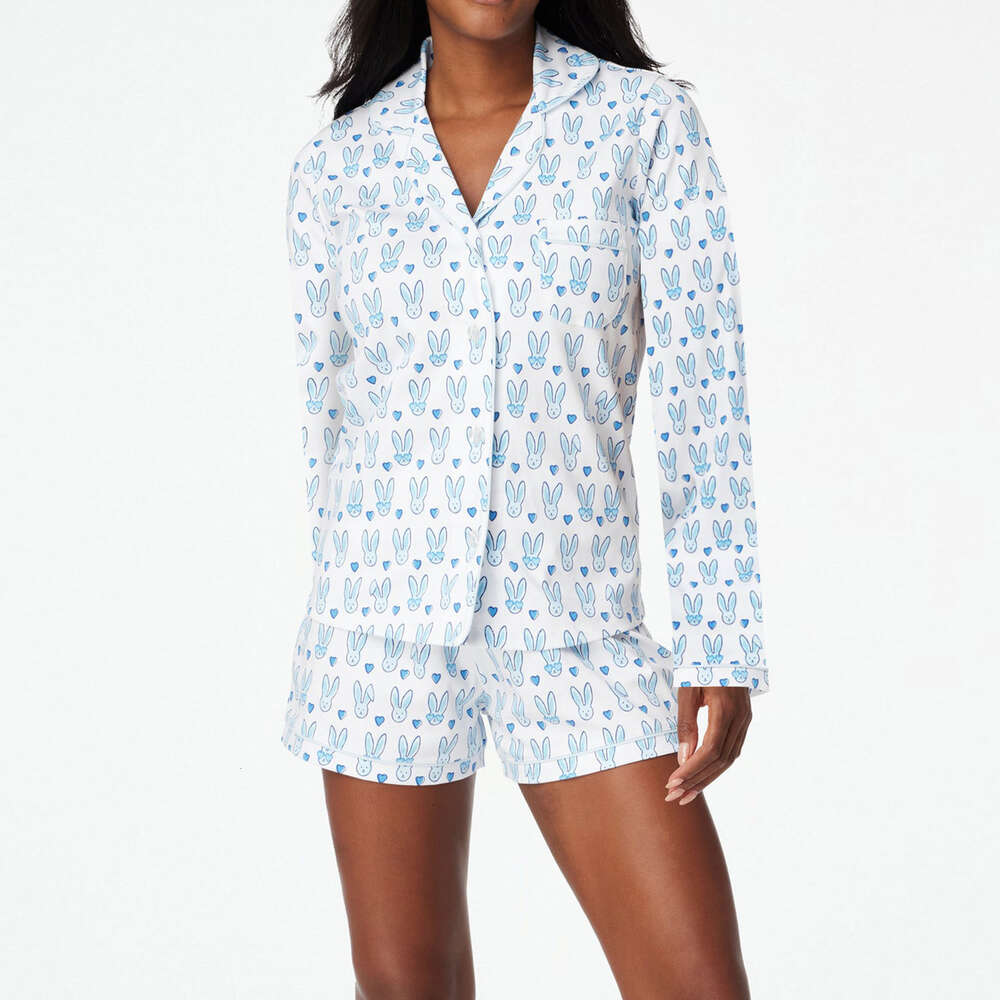 Womens Cute Roller Rabbit Pajamas Y2k Monkey Printing Prefabricated Long sleeved pants Sets 2-piece Pajama Set Short Sleeve Shirt Set Casual home Wear