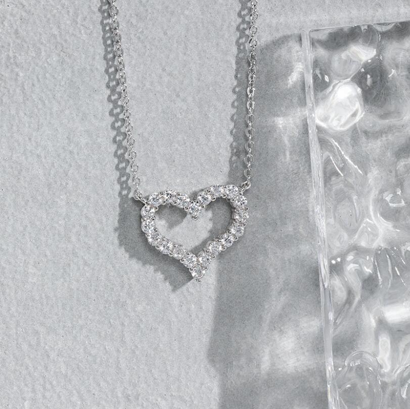 2024 Choucong Brand Heart Pendant Simple Fashion Jewelry Sterg Sier Rose Gold Fill 5A Cubic Zircon CZ Dia Gemstones Women Party Clavicle Necklace Gift