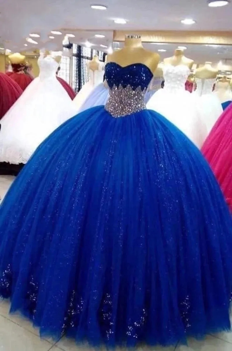Royal Blue Quinceanera Dress 2024 Sweetheart Beaded Appliques Sweet 16 Dresses Ball Gown Lace Up vestidos de 15