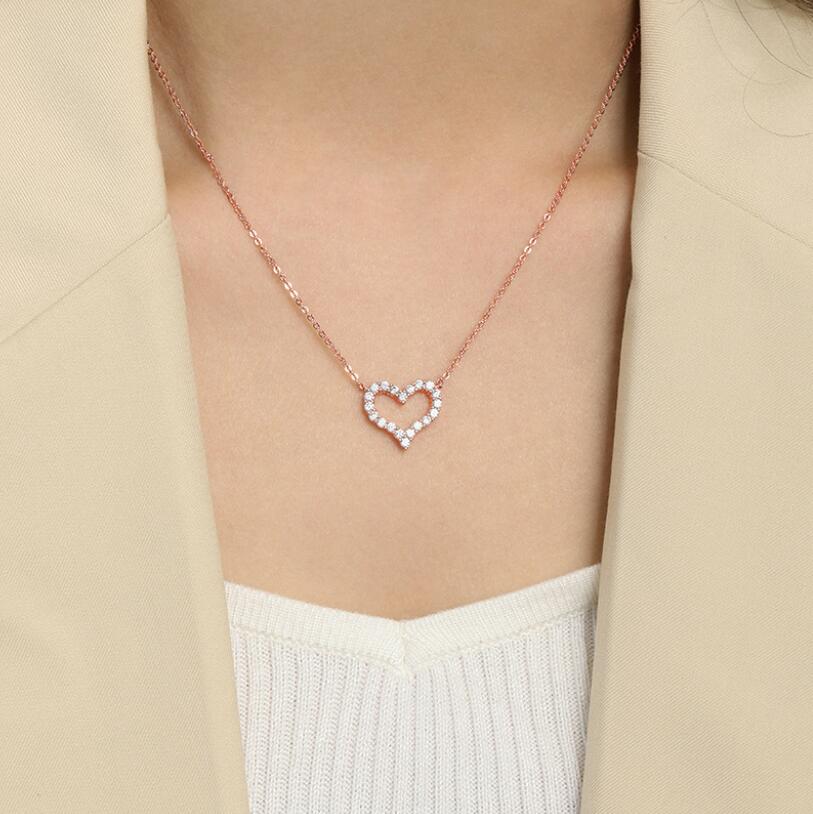 2024 Choucong Brand Heart Pendant Simple Fashion Jewelry Sterg Sier Rose Gold Fill 5A Cubic Zircon CZ Dia Gemstones Women Party Clavicle Necklace Gift