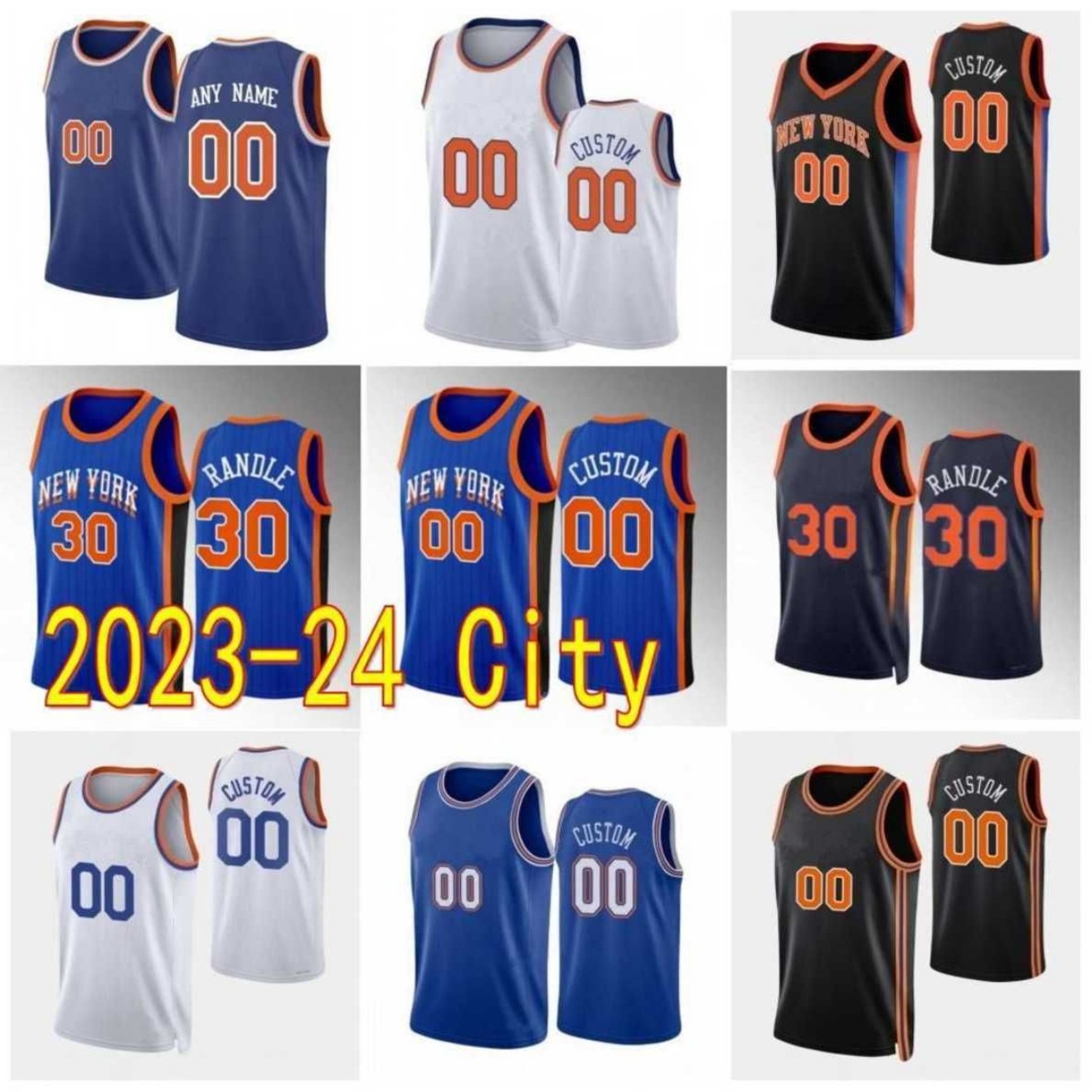 2023-24 City Basketball Jersey RJ 9 Barrett Jalen 11 Brunson Donte 0 DiVincenzo Dylan 20 Windler Julius 30 Randle Immanuel 5 Quickley Evan Fournier Josh 3 Hart Edition