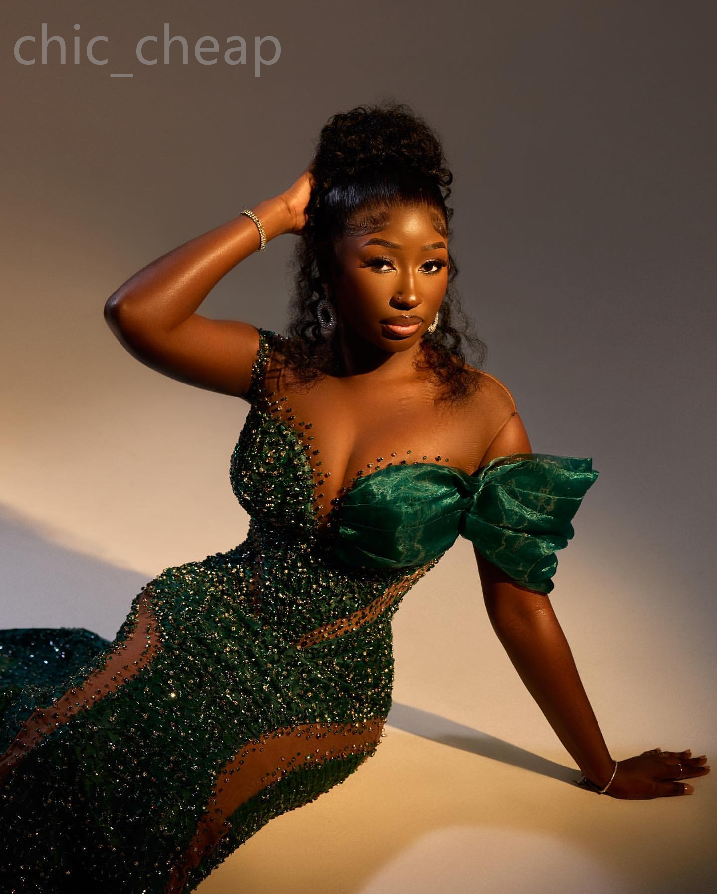 2024 Aso Ebi Dark Green Mermaid Prom Dress Beaded Sequined Lace Evening Formal Party Second Reception 50th Birthday Engagement Gowns Dresses Robe De S