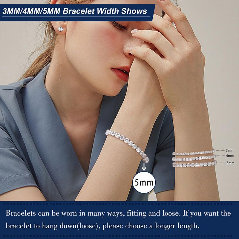 moissanite tennis women gold sier plated designer bracelet 3/4/5mm wide chain bracelets rapper hip hop men jewelry woman valentines day gift