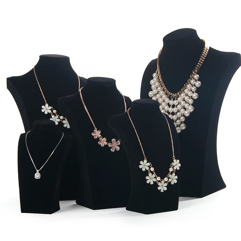 Velvet Necklace Display Bust PU Leather Mannequin Pendant Jewelry Holder Organizer Stand for Store Storage 240309