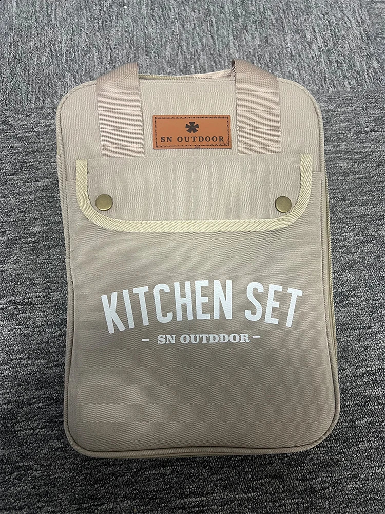 Outdoor Camping Kitchenware 8Piece Set Comes with A Full of Thickened Cookware Storage Kit Cutlery Supplies Tools 240306