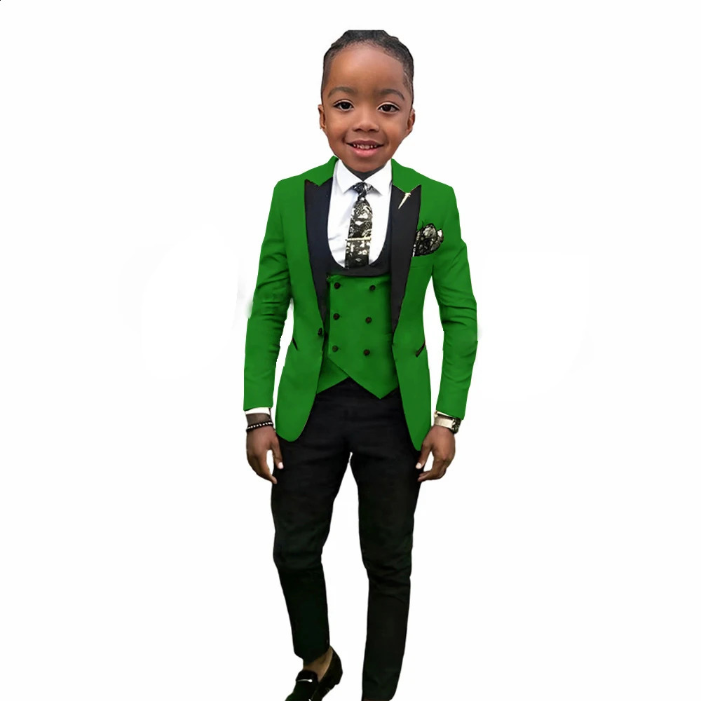Boys Suit Lapel 3 Pieces Jacket Vest Pants Splicing Formal Tuxedo Child Blazer Party Dress Wedding Set conjuntos de blazer 240304