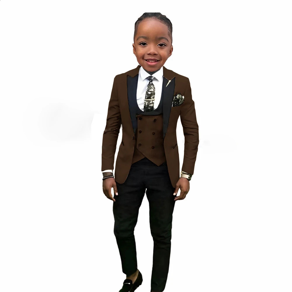 Boys Suit Lapel 3 Pieces Jacket Vest Pants Splicing Formal Tuxedo Child Blazer Party Dress Wedding Set conjuntos de blazer 240304