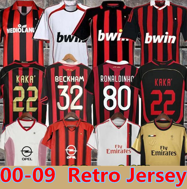 Retro shirts home Gullit SOCCER JERSEYS Maldini Van Basten KAKA Inzaghi Rivaldo SHEVCHENKO Baresi Nesta Seedorf MiLaN 00 02 03 04 05 06 07 09 10 2006 2007 2008 2009