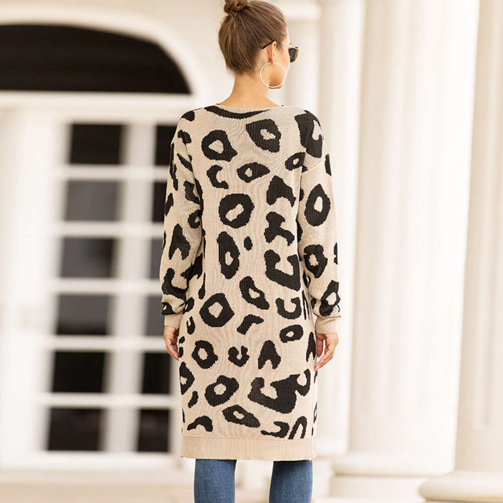 2024 Ebey Purchase Leopard Print Knitted Jacket Cardigan Women's Sweater