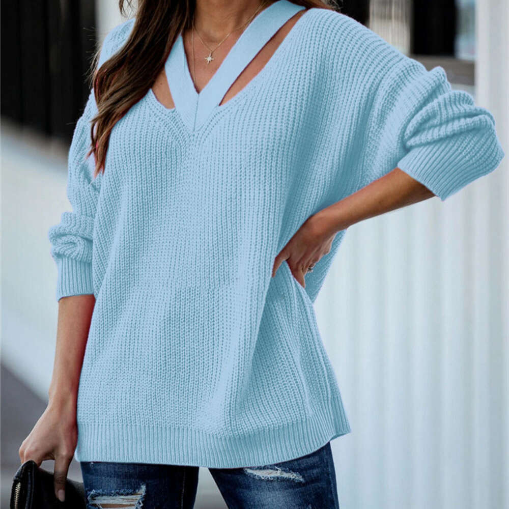 2024 New Loose and Lazy Style Long Sleeved Pullover Knitted Sweater for Women