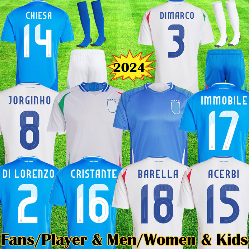 3XL 4XL 2024 Euro Italian soccer JerseyS CHIESA BARELLA 24 25 DIMARCO 125 Anniversary 2024 ITALYS football shirts men kids BARELLA kits uniforms IMMOBILE Italia Kits