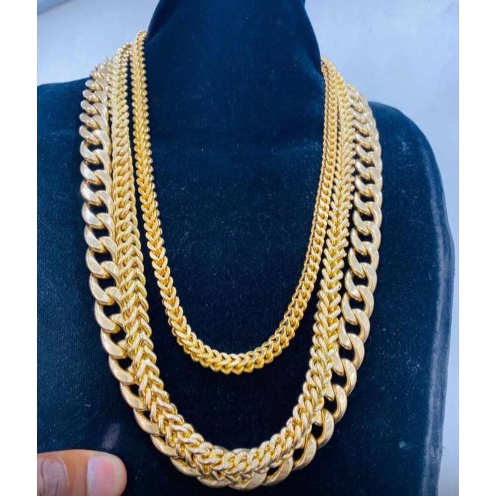 Mens Gold Chains Necklace 4-20mm Flat 10k/14k/18k Yellow Solid Heavy Gold Cuban Link Chains