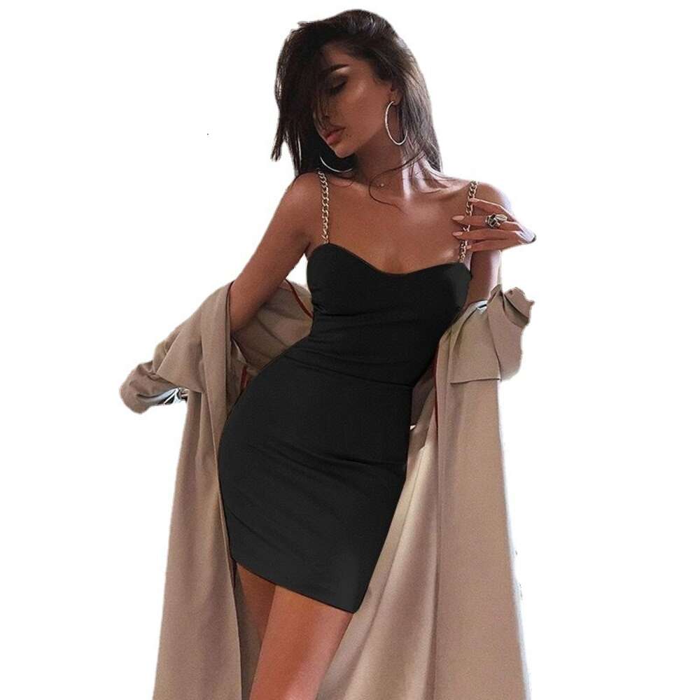 2024 Ins Chain Strap Style Slim Fit Wrap Hip Dress