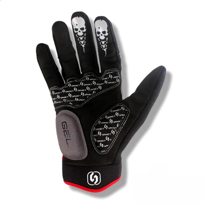 SPAKCT Cycling Gloves Full Finger Skull Gel Pads Bike Bicycle Gloves Motorcycle Sports Downhill Racing Long Gloves Unisex 240306