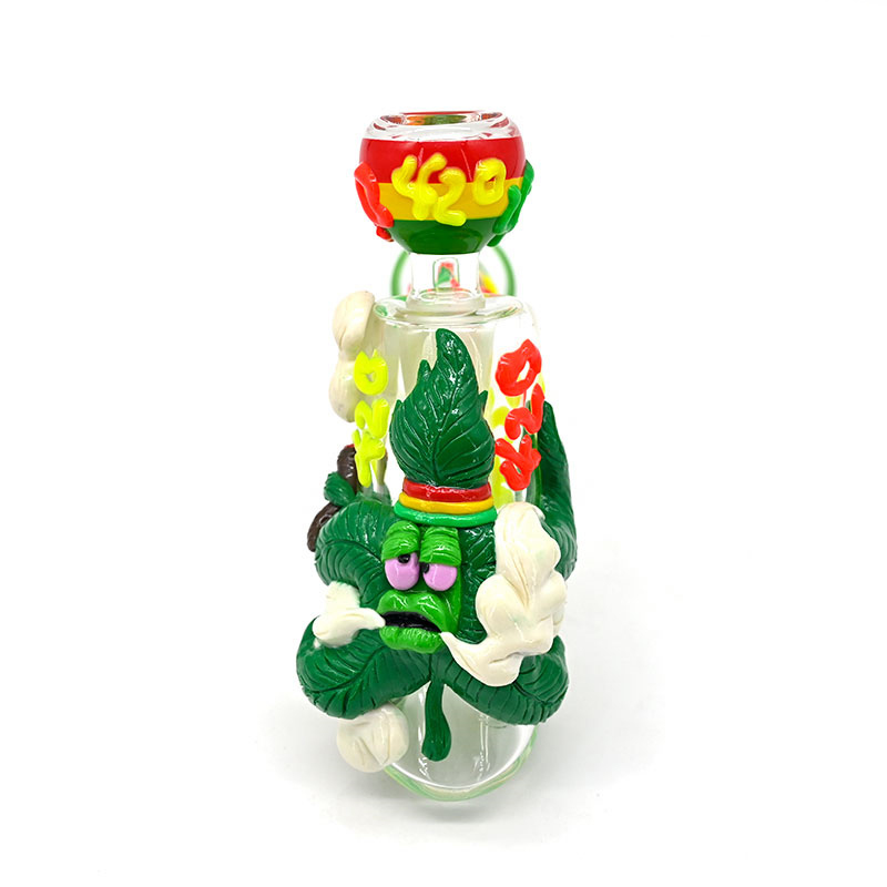 7.9in,Glass Hammer Water Pipe,Glow In Dark,Glass Bong,Glass Hookah,Hand Painted,Smoking Accessaries