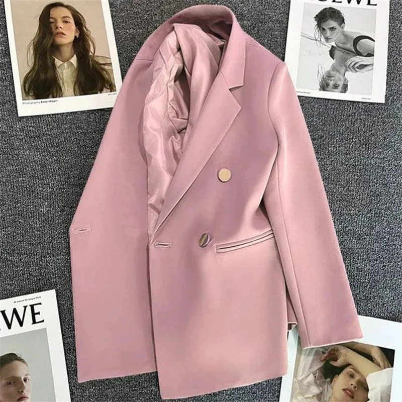Spring Autumn High Quality Long Sleeve Female Blazer Double Button Jacket Ladies Business Work Wear Formal Coat Women Outerwea 240306