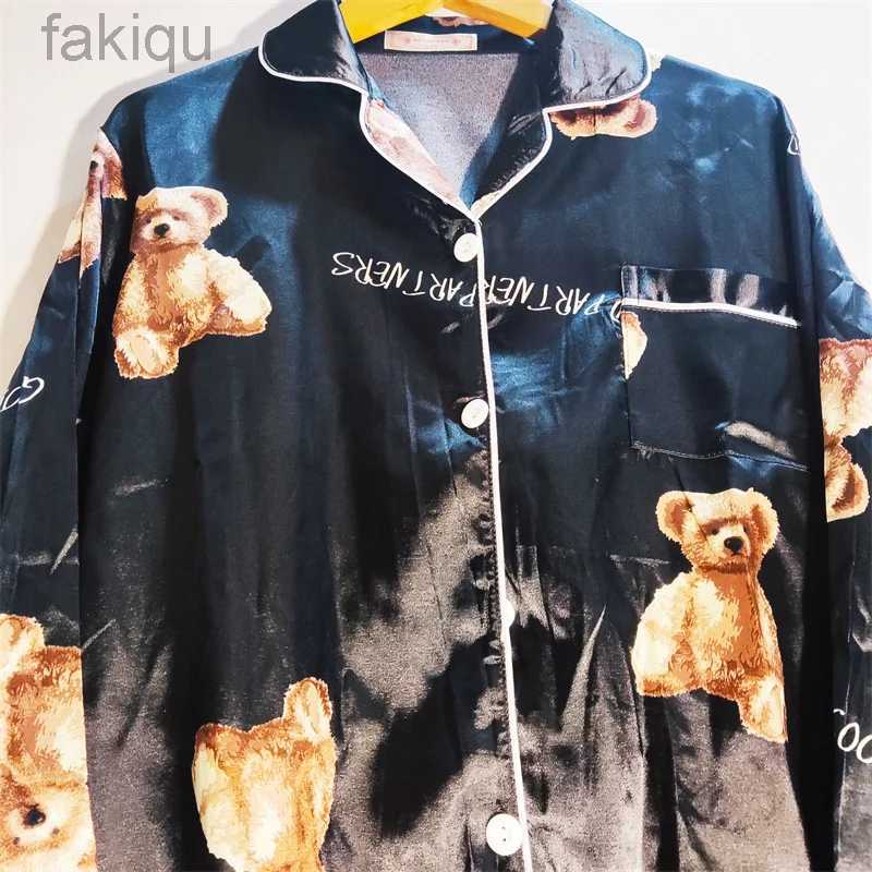 Sexy Pyjamas Pajamas Set - Sexy Stripe Shirts and Pants Silk Pyjama Big Size Homewear Cozy Spring Flower Print Sleepwear 24318