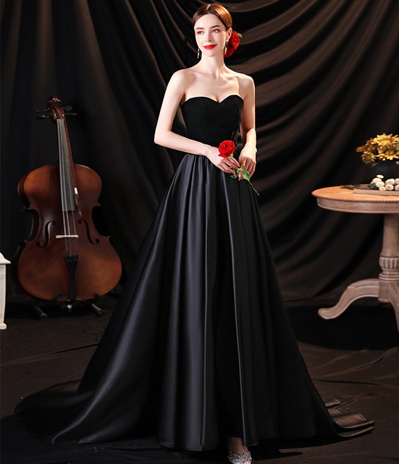 Black Long Prom Pageant Dress 2024 Sweetheart Sleeveless Top Velvet Lace Up A-line Women Formal Prom Birthday Gown Robe De Soiree