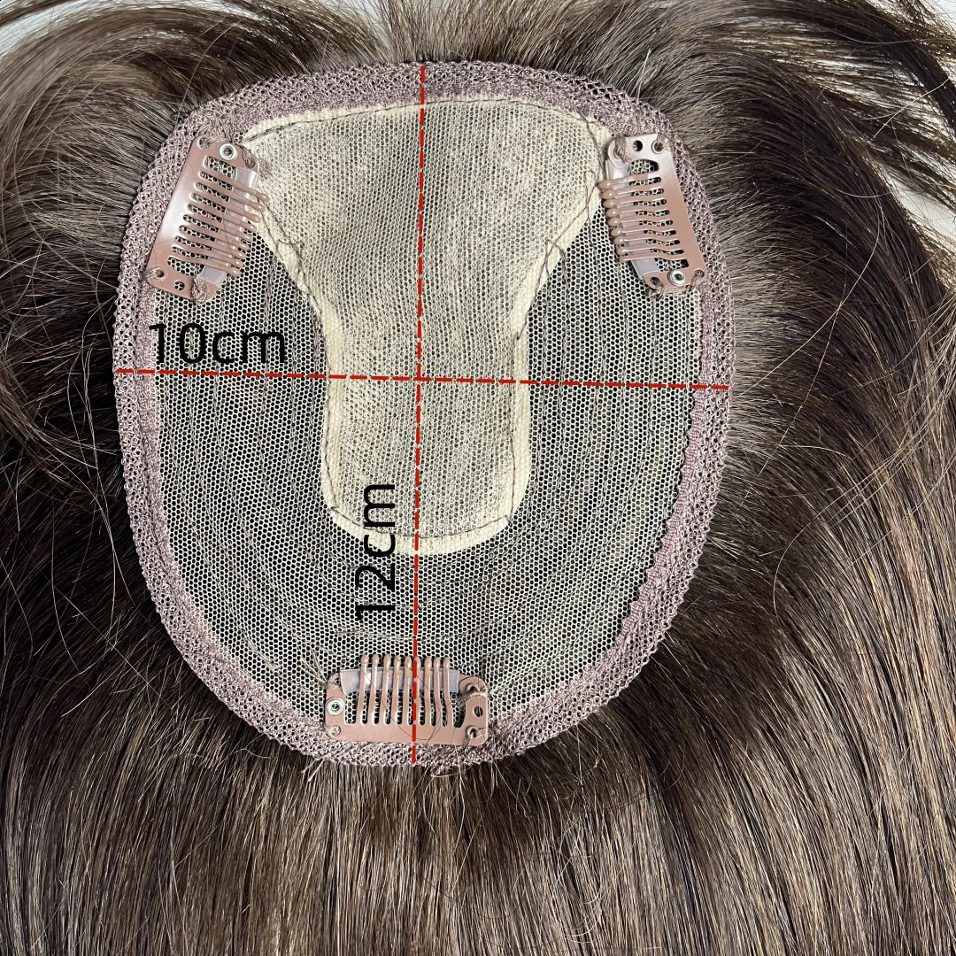 Lace Base Human Hair Toppers for Women With Bangs Natural Realistic Scalp Toupee Clip on Hairpiece Hair Topper For Hair Volume 240314